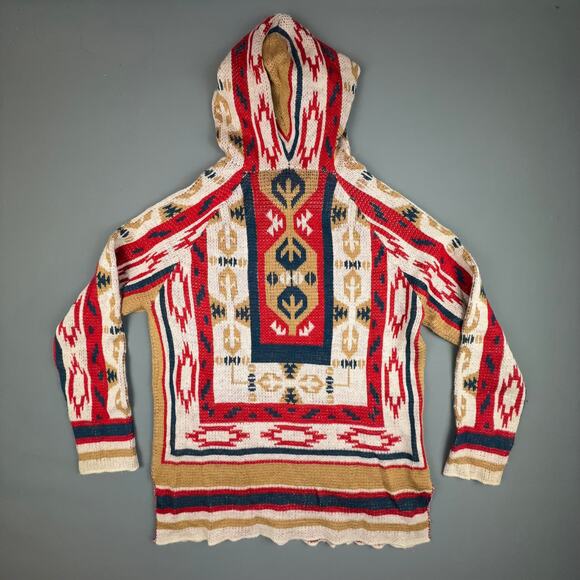 Flying Tomato Southwestern Knit Hoodie Poncho Sweater Women S Boho Aztec - Picture 3 of 5